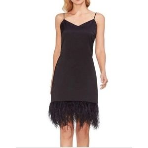 Vince Camuto Womens Feather Hem Cocktail Dress LBD
